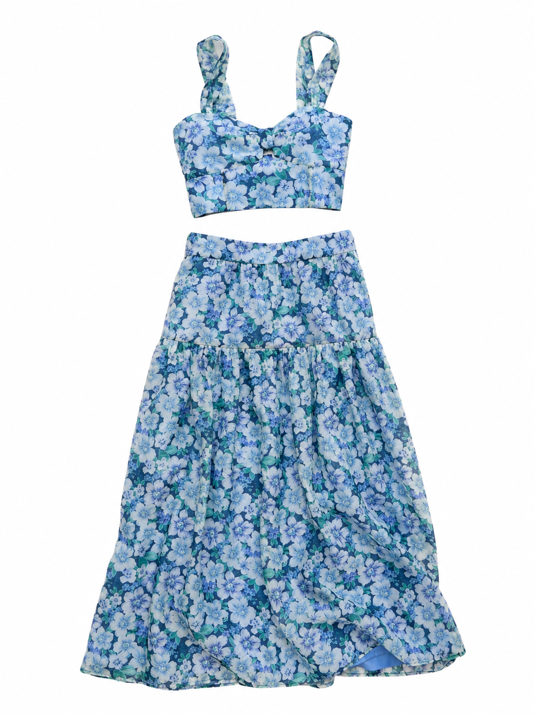 Floral Print Crop Top and Maxi Skirt Set