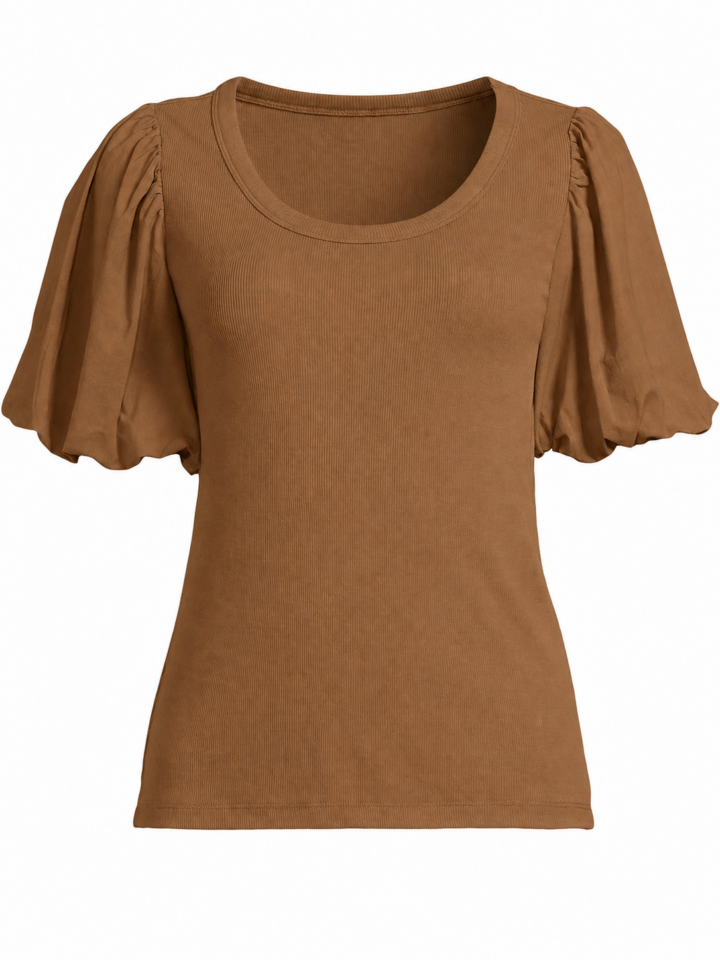 Women's Solid Round Neck Short Sleeve Top