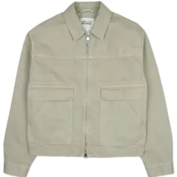 Light Beige Zip-Up Boxy Jacket with Pockets