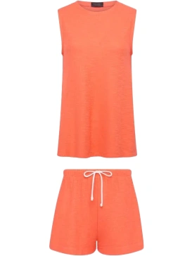 Coral Sleeveless Tunic and Shorts Set